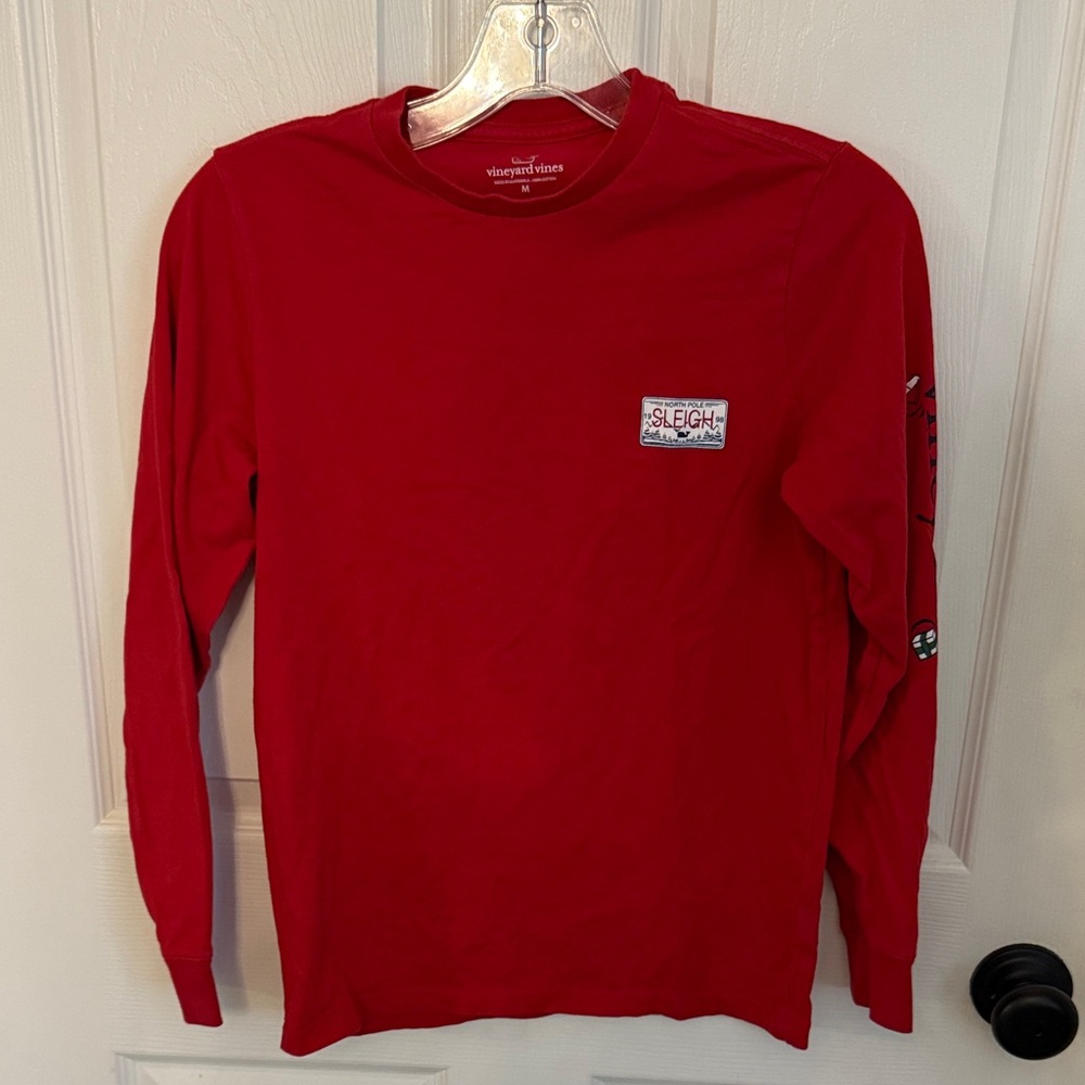 Vineyard Vines Men's Festive Red Long Sleeve Tee